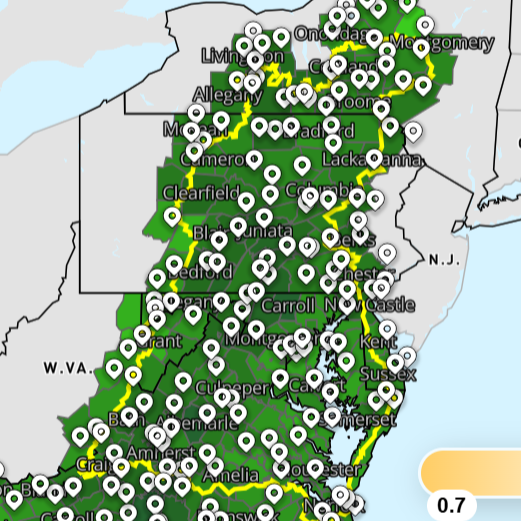 map of east coast IDF values