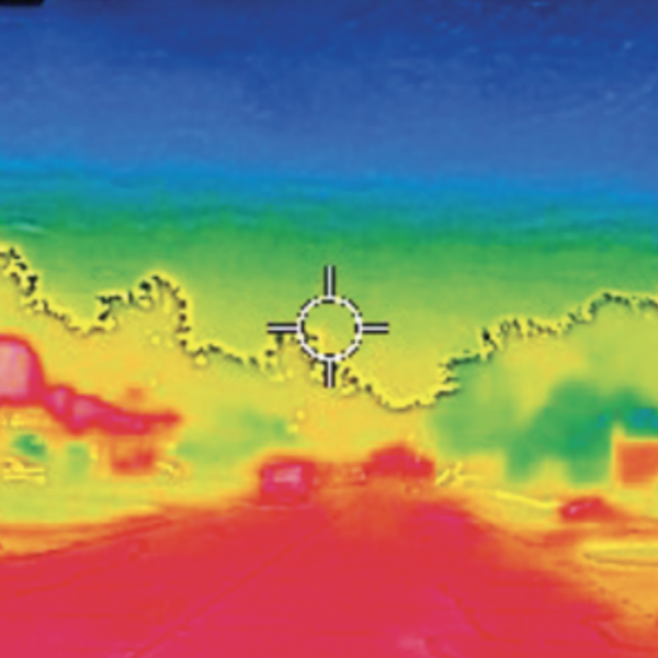 thermal image of a neighborhood street