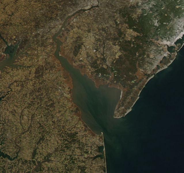 aerial view of the Delaware Bay