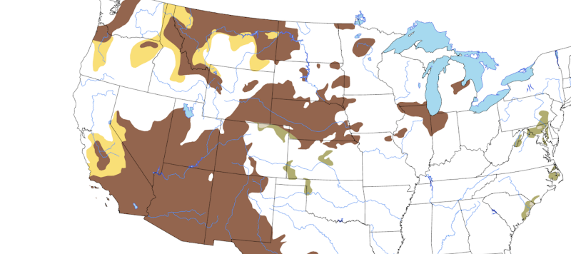 irregular color blocks on map of contiguous United States