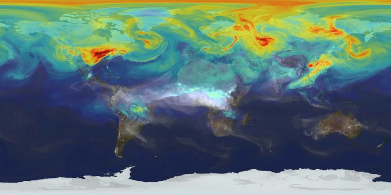 Map of Earth with rainfall detected