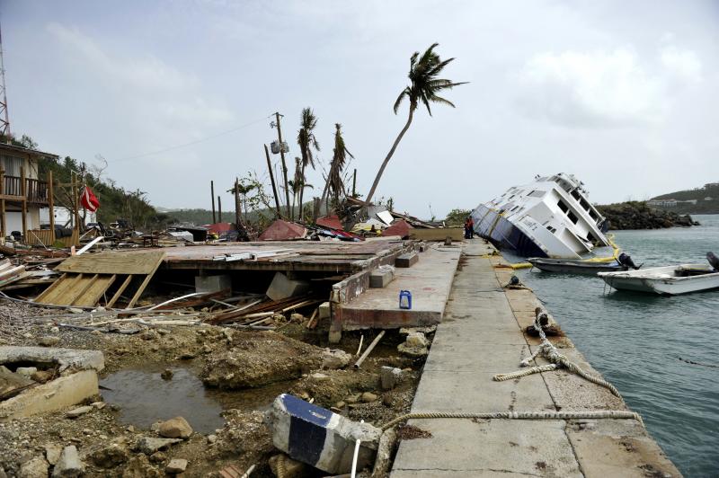 building wreckage on island coast