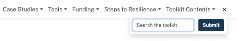 Screen capture of the Toolkit sitewide search bar