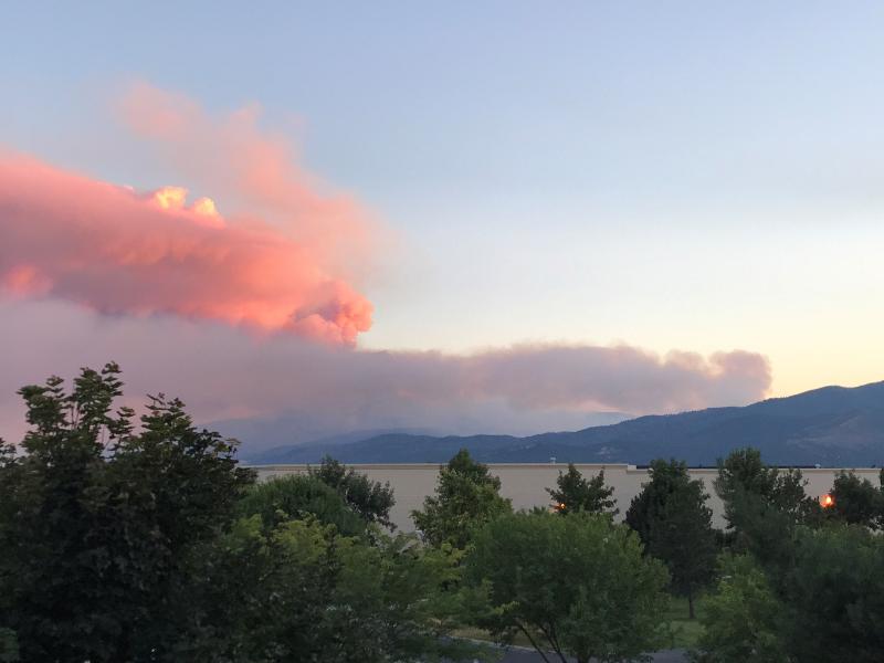View of the Lolo Peak Fire smoke plume