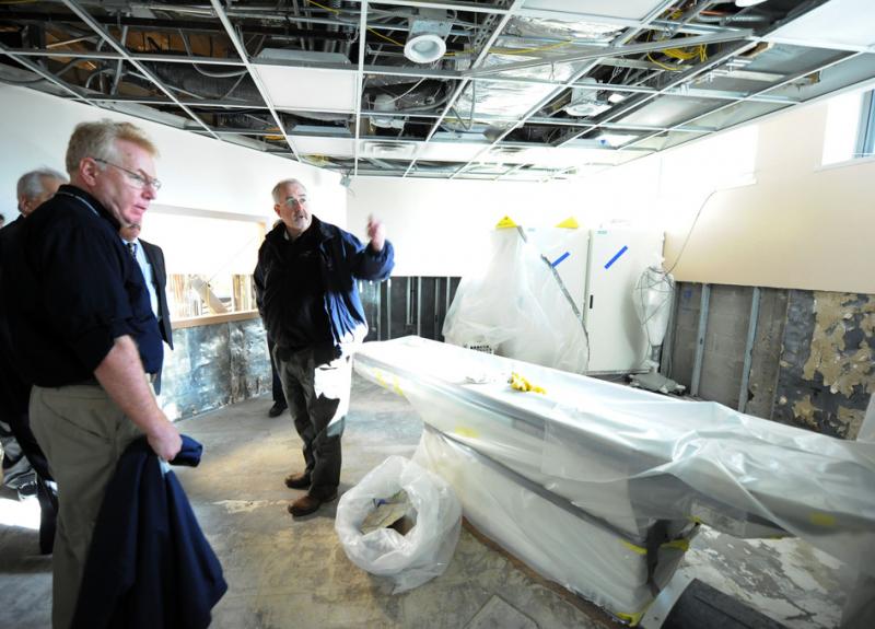 Photo of FEMA Administrator Fugate visiting Coney Island Hospital to view damage from Hurricane Sandy