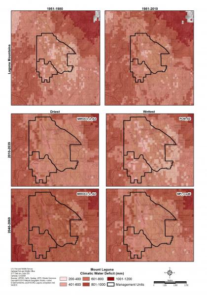 Maps of past conditions and future climate projections in Laguna Mountains