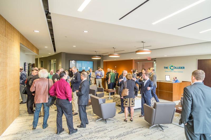Crowd mingling at an event