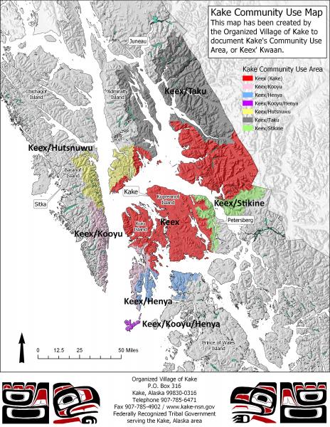 Shaded areas on map indicating use areas