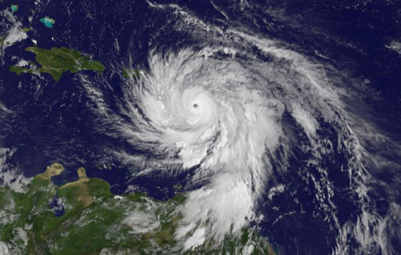 Hurricane over the Caribbean from space