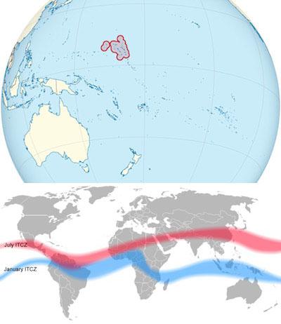 Locations of Marshall Islands and ITCZ