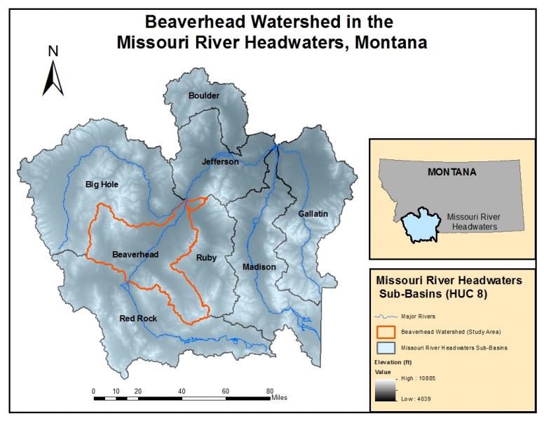 Watershed map of SW Montana