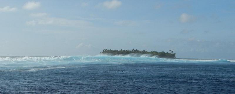 Ocean wave with island