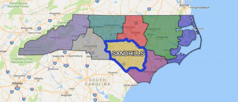 Regional map of North Carolina