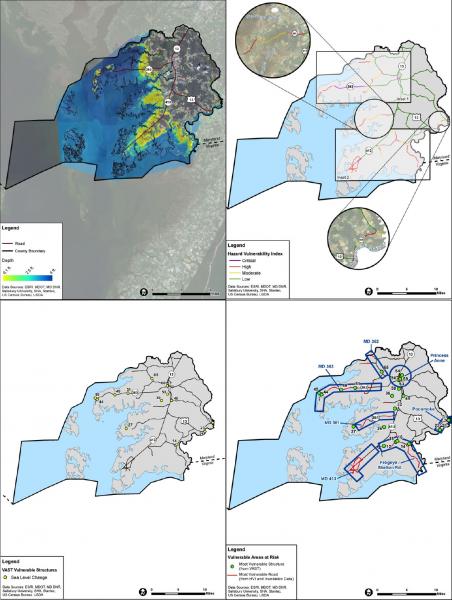 Maps showing roadway vulnerabilities