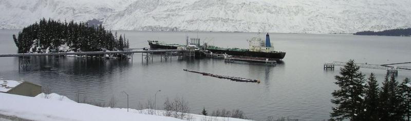Photo of a tanker being loaded with crude oil 