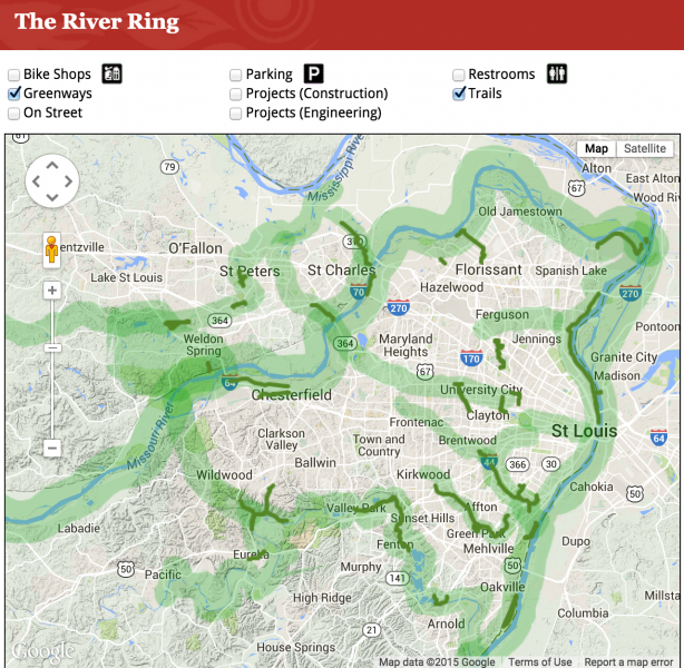 Map of the River Ring near St. Louis, Missouri.