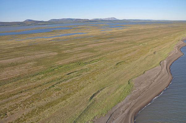 Linear ridges along low coastal land