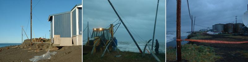 Photos depicting erosion in Kivalina, Alaska