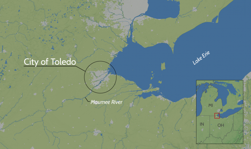 Map showing the location of Toledo, Ohio