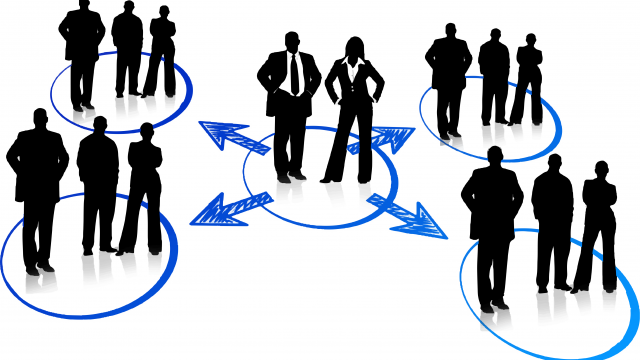 Silhouetter of groups of people standing together