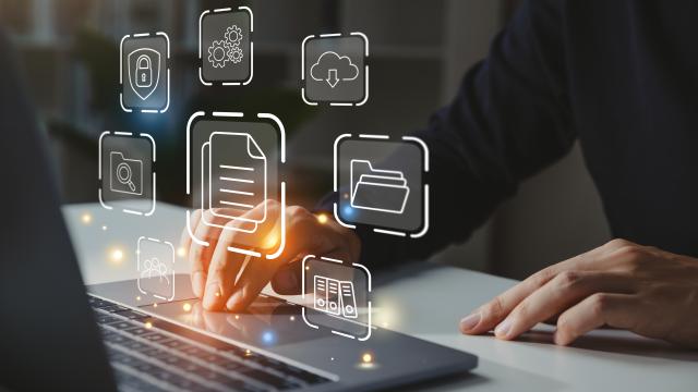 Computer with 3d icons 