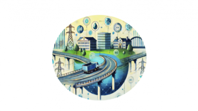 circular cartoon with roads and buildings