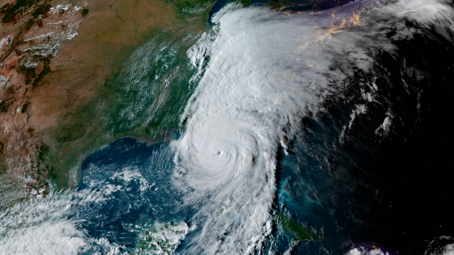 satellite imagery product that combines how the daytime and nighttime parts of Earth look like from space during Hurricane Helene