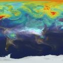 Map of Earth with rainfall detected